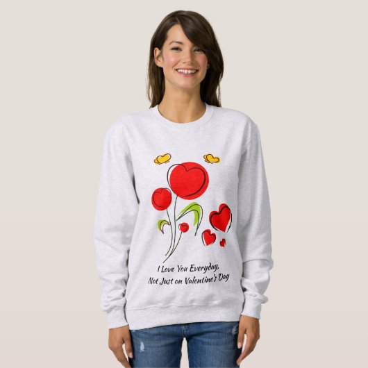 Sweatshirt Coeur rouge Valentine (Devant entier)
