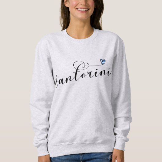 Sweatshirt Coeur Santorin En Drapeau, Grèce, Thira (Devant)