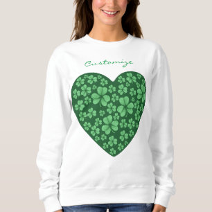 Sweatshirt coeur Shamrock vert St Patrick's Day