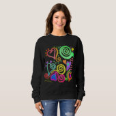 Sweatshirt Coeurs Art Abstrait coloré à porter (Devant entier)