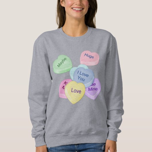 Sweatshirt Coeurs de bonbons et texte (Devant)