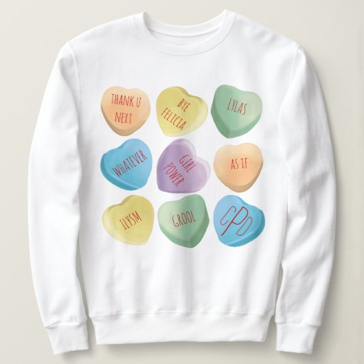 Sweatshirt Coeurs de conversation de sucrerie de (Design devant)