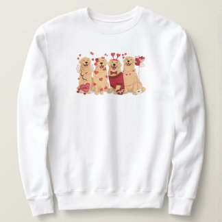 Sweatshirt Cœurs de Golden Retriever romantique et Graphique 