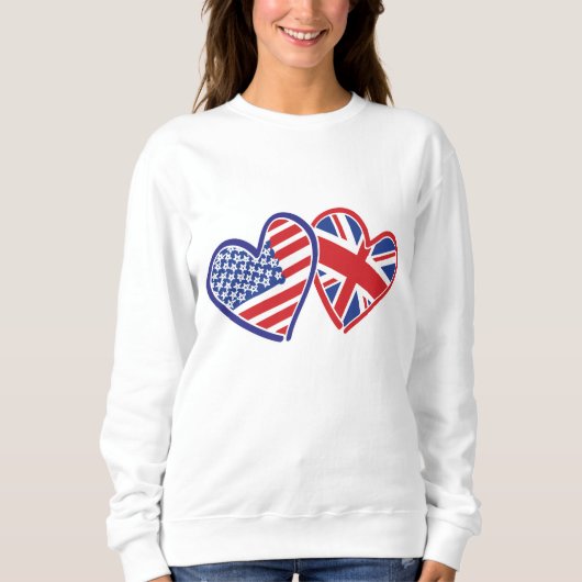 Sweatshirt Coeurs du drapeau américain et britannique (Devant)