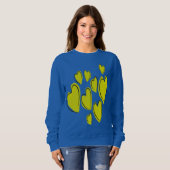 Sweatshirt Cœurs mignons dessinés à la main Jaune gras Doodle (Devant entier)
