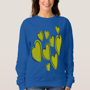 Sweatshirt Cœurs mignons dessinés à la main Jaune gras Doodle