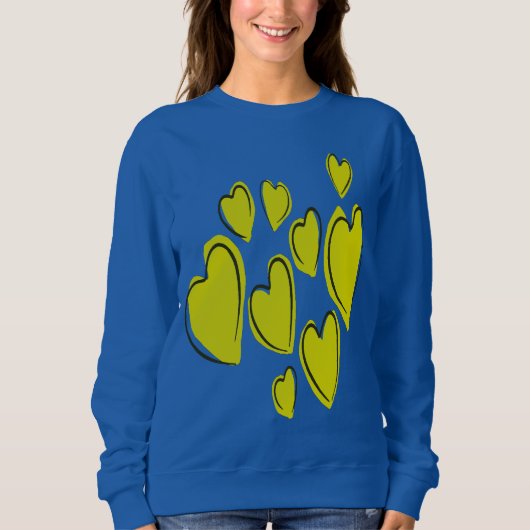 Sweatshirt Cœurs mignons dessinés à la main Jaune gras Doodle (Devant)