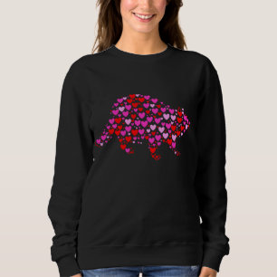 Sweatshirt Coeurs rétro Raccoon Animaux Anniversaire Noël Va