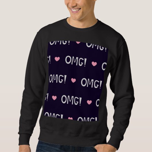 Sweatshirt Coeurs, texte OMG, motif mignon (Devant)