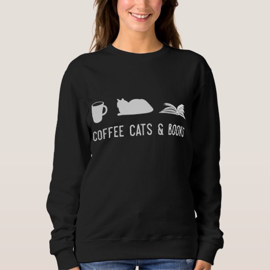 Sweatshirt Coffee Cat Book Cute Bookworm Bibliothécaire Cadea (Devant)