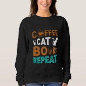 Sweatshirt Coffee Cat Books Répéter, lire et café amoureux (Devant)