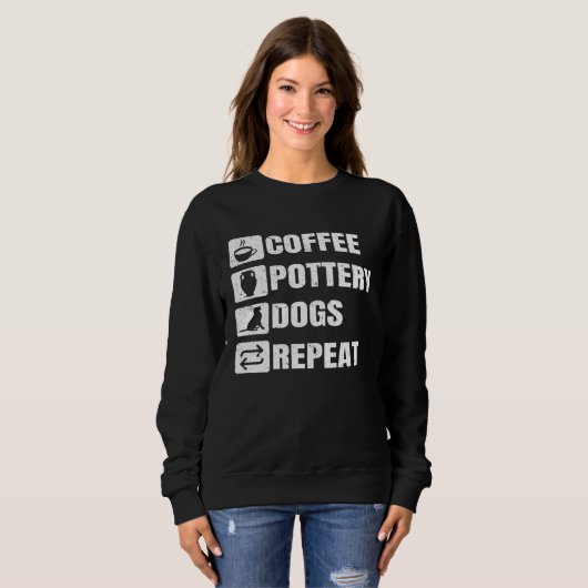Sweatshirt Coffee Pottery Dogs Repeat Ceramic Pottery Ceramic (Devant entier)