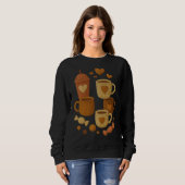 Sweatshirt Coffee Valentine Day Love Knitted Hearts Hugs (Devant entier)