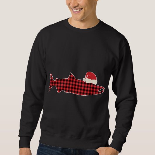 Sweatshirt Coho de Noël Saumon Rouge Plaid Buffalo Tartan San (Devant)