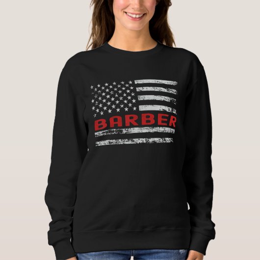 Sweatshirt Coiffeur Drapeau USA Profession Titre Rétro Emploi (Devant)