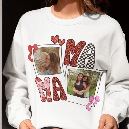 Sweatshirt Col collage de photos de maman Coquette