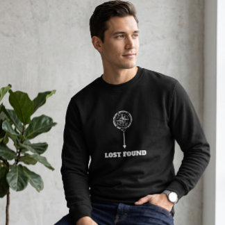 Sweatshirt Col Rond Noir Minimaliste Lost Found Boussole