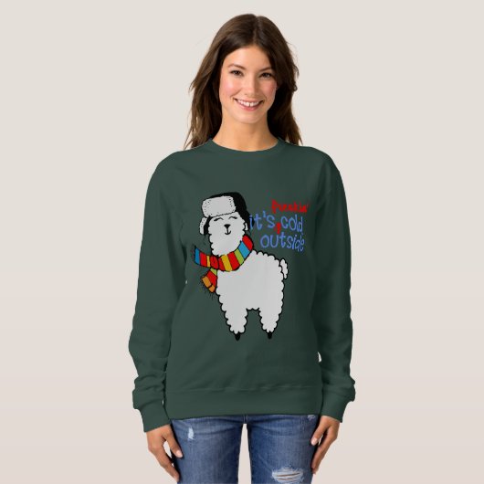 Sweatshirt Cold Outside Vilain pull de Noël Funny Llama (Devant entier)