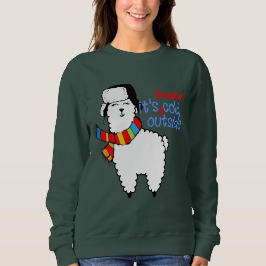 Sweatshirt Cold Outside Vilain pull de Noël Funny Llama (Devant)