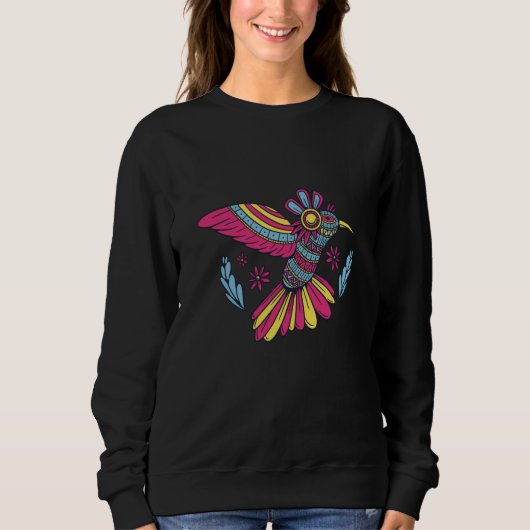 Sweatshirt Colibri de Mandala coloré (Devant)