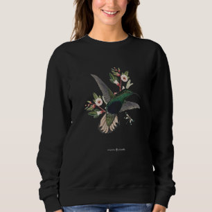 Sweatshirt Colibri en vol fleur oiseau observation rétro v