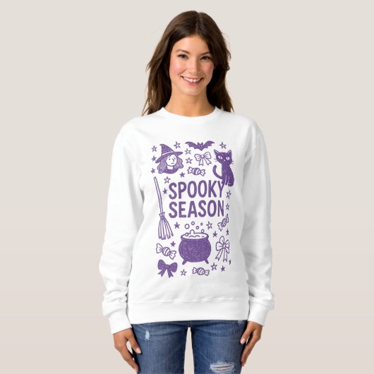 Sweatshirt Collage de doodle de saison Éffrayante (Devant entier)