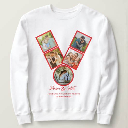 Sweatshirt Collage de photos en V de jour pour Valentines per (Design devant)