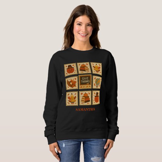 Sweatshirt Collage du timbre de l'enseignant de Thanksgiving  (Devant entier)