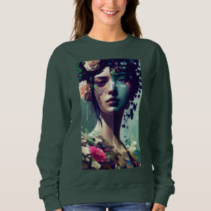 Sweatshirt Collage floral du visage de la femme