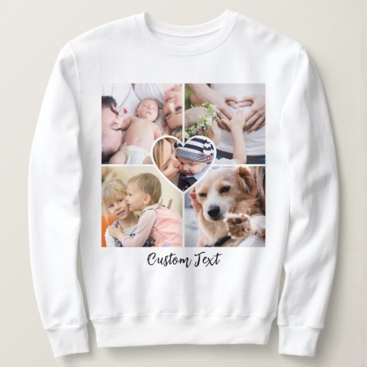 Sweatshirt Collage photo de cœur de script moderne avec texte (Design devant)