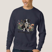 Sweatshirt Colle de bordure dans le texte personnalisé Fleur  (Devant)
