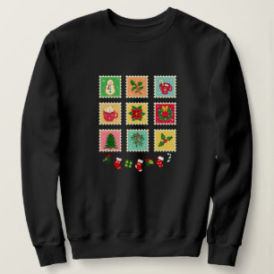 Sweatshirt Collection de timbres de Noël festive