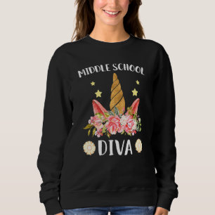 Sweatshirt collège Diva Premier jour de l'école licorne mag