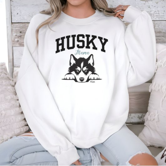 Sweatshirt College Style Script Husky Mama