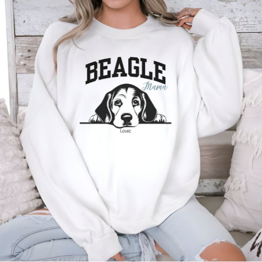 Sweatshirt College Varsity Style Beagle de script Mama Amoure