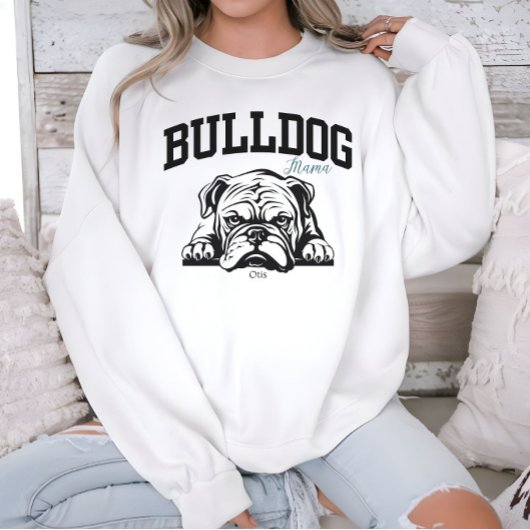 Sweatshirt College Varsity Style Script Bulldog Mama Chien Am