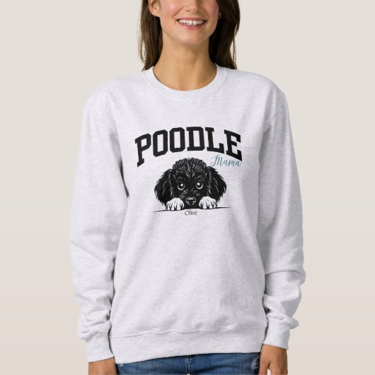 Sweatshirt College Varsity Style Script Poodle Mama (Devant)