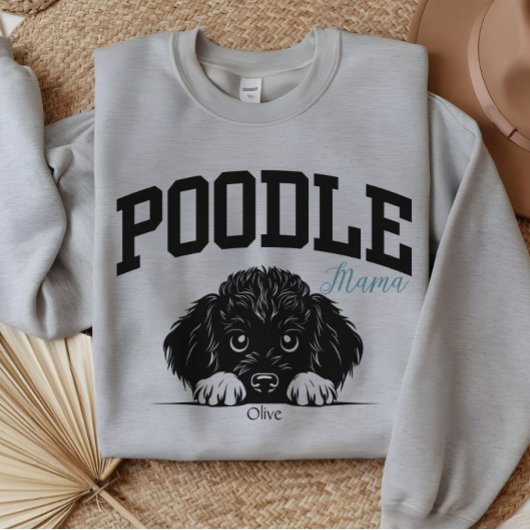 Sweatshirt College Varsity Style Script Poodle Mama