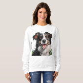Sweatshirt Collie de bordure souriante mignonne (Devant entier)