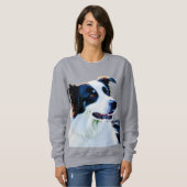 Sweatshirt Collie frontière mignonne (Devant entier)