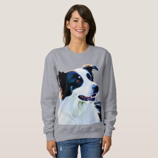 Sweatshirt Collie frontière mignonne (Devant entier)