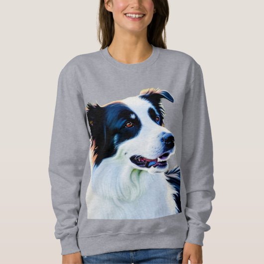 Sweatshirt Collie frontière mignonne (Devant)