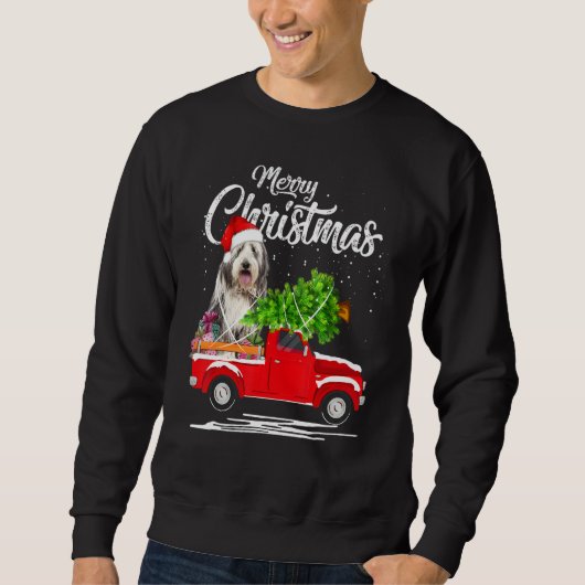 Sweatshirt Collie roulée Roue Camion rouge Pyjama de Noël (Devant)