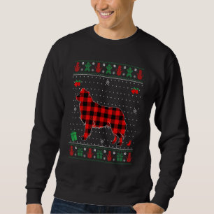 Sweatshirt Colllie Border à carreaux rouges Noël démodé Matc