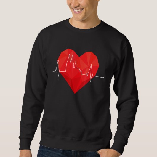 Sweatshirt Cologne Skyline Heartbeat Allemagne Kln Cologne Ca (Devant)