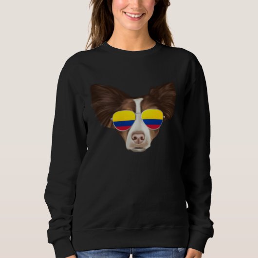 Sweatshirt Colombian Flag Collie Dog Colombia Pocket (Devant)