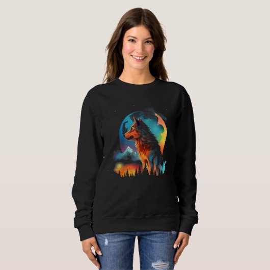 Sweatshirt Color Wolf Mountains  Graphics (Devant entier)