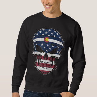 Sweatshirt Colorado American Flag Skull State Flag Colorado