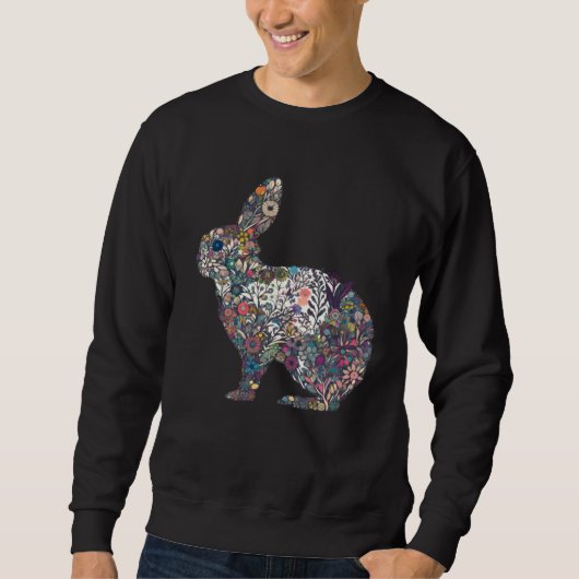 Sweatshirt Colorful Floral Easter Bunny Spring Flower Rabbit  (Devant)