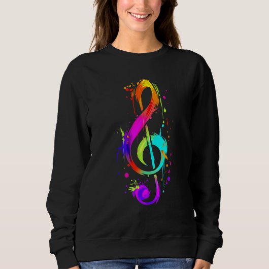 Sweatshirt Colorful Musician Hippie Clef (Devant)